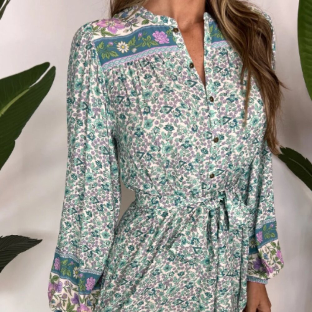 SOLD SPELL Sienna Tunic Dress in Jade NWT FSOT sz Large SOLD OUT online! - Picture 3 of 16